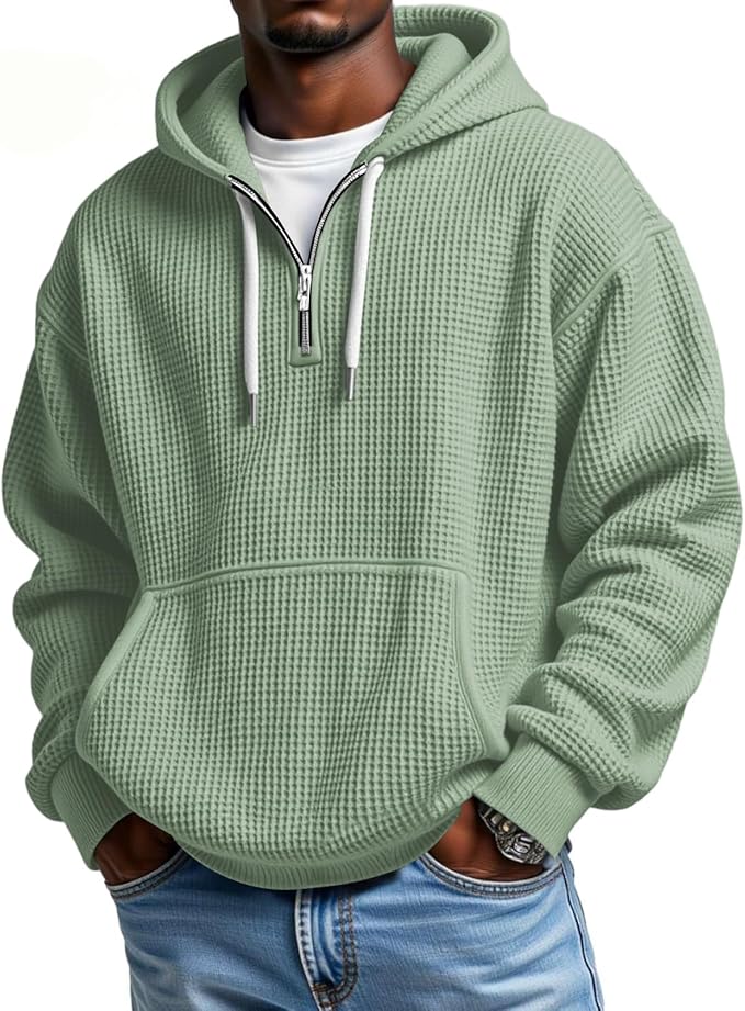 CLEARANCE SALE🔥 Men's Waffle Knit Half-Zip Hoodie