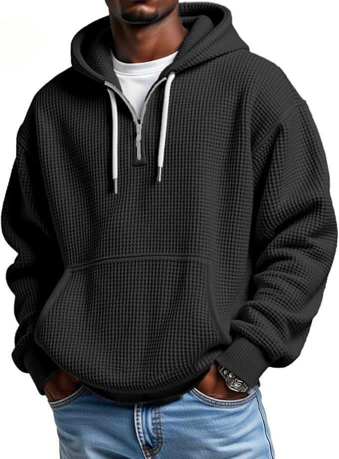 CLEARANCE SALE🔥 Men's Waffle Knit Half-Zip Hoodie