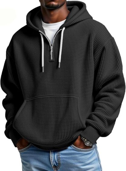 CLEARANCE SALE🔥 Men's Waffle Knit Half-Zip Hoodie
