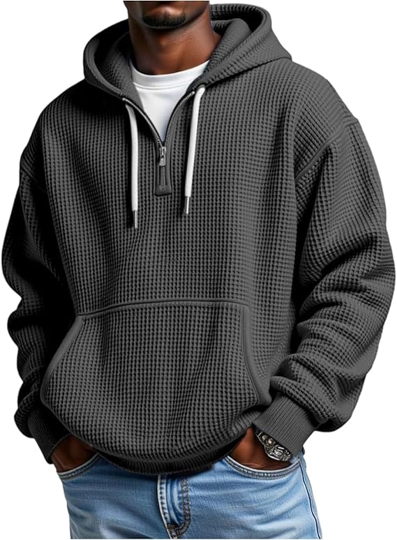 CLEARANCE SALE🔥 Men's Waffle Knit Half-Zip Hoodie