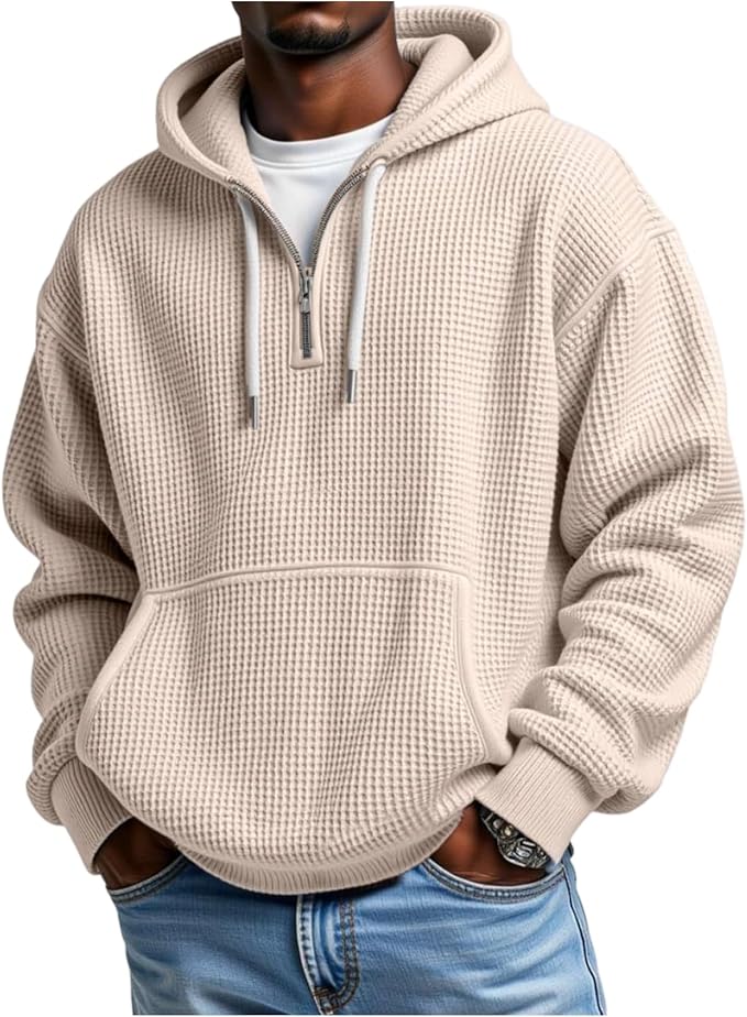 CLEARANCE SALE🔥 Men's Waffle Knit Half-Zip Hoodie