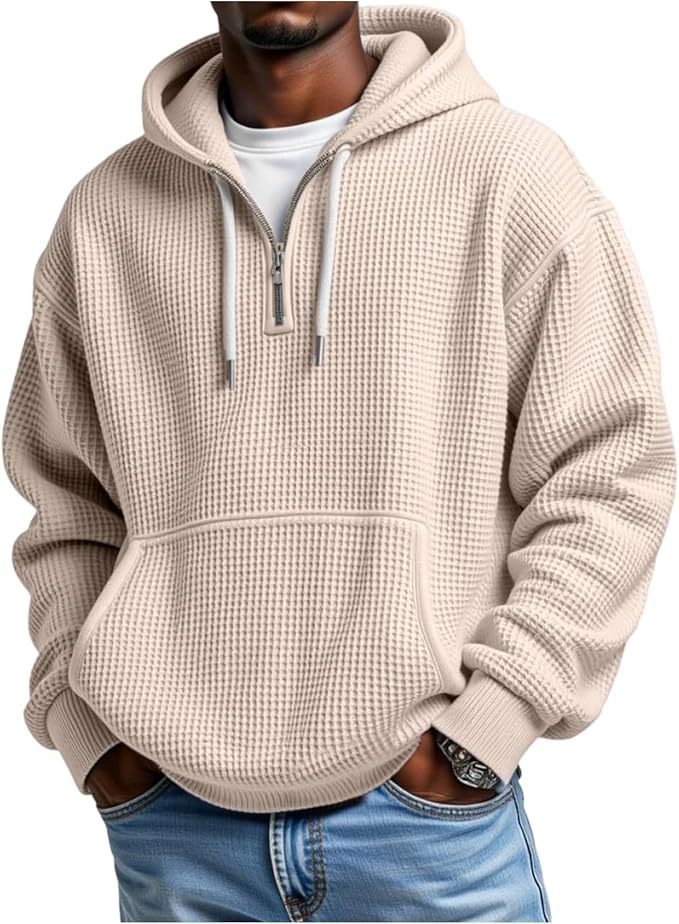 CLEARANCE SALE🔥 Men's Waffle Knit Half-Zip Hoodie
