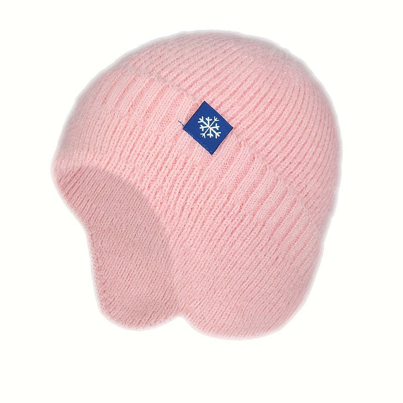 Stylish Snowflake Knitted Beanie with Ear Protection - Warm, Soft, and Coldproof