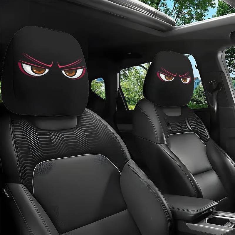 😆 Funny Cartoon Car Headrest Covers – 2PCS Universal Fit 🚗