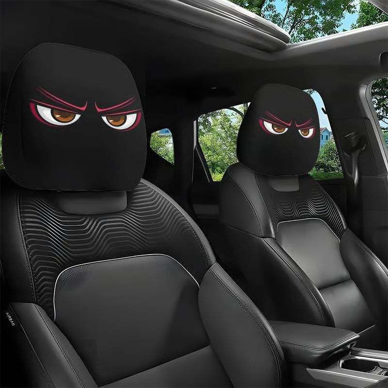 😆 Funny Cartoon Car Headrest Covers – 2PCS Universal Fit 🚗