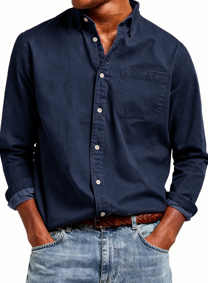 Last day: 70% OFF! 🔥 Men's Retro Pure Cotton Shirt with Collar and Chest Pocket, Long Sleeve