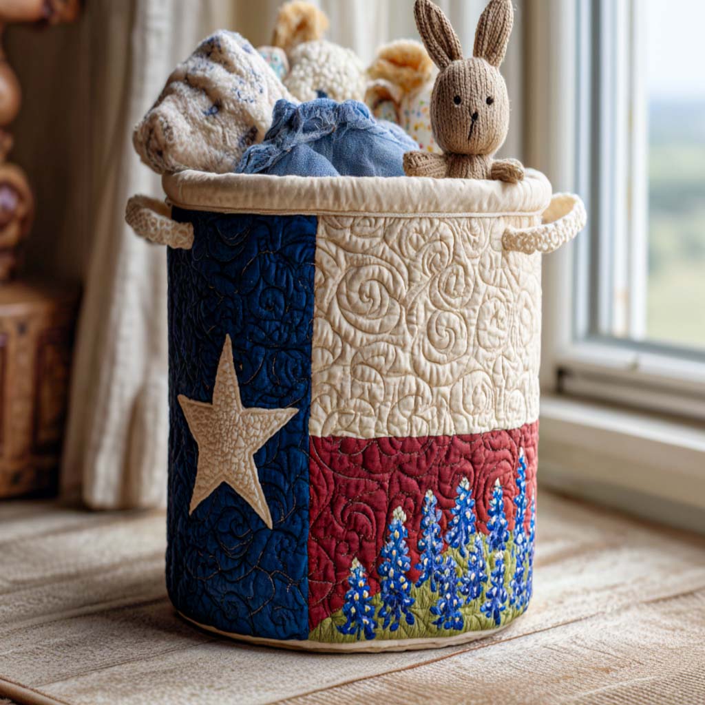 Bluebonnet Quilted Laundry Basket NCU0QN009