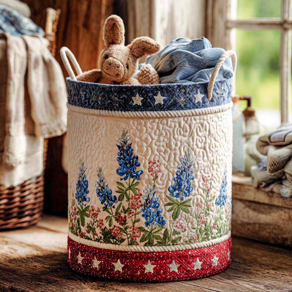 Bluebonnet Quilted Laundry Basket NCU0QN009
