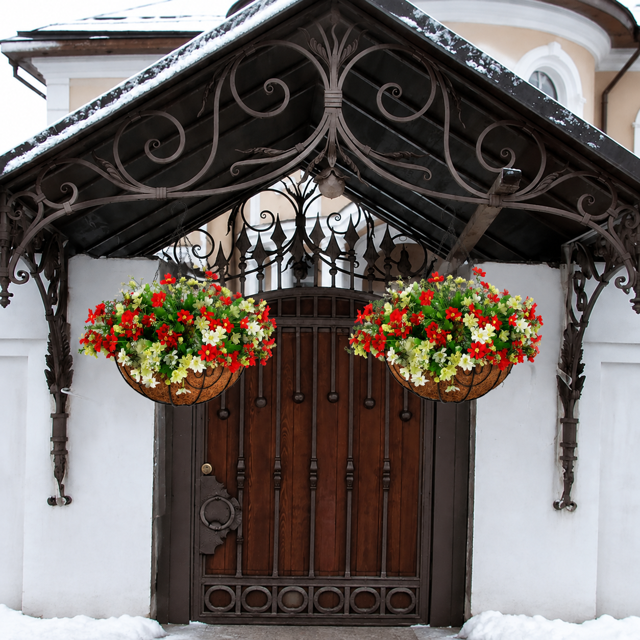 🎅⛄🎄Pre-Lit Artificial Christmas Hanging Basket