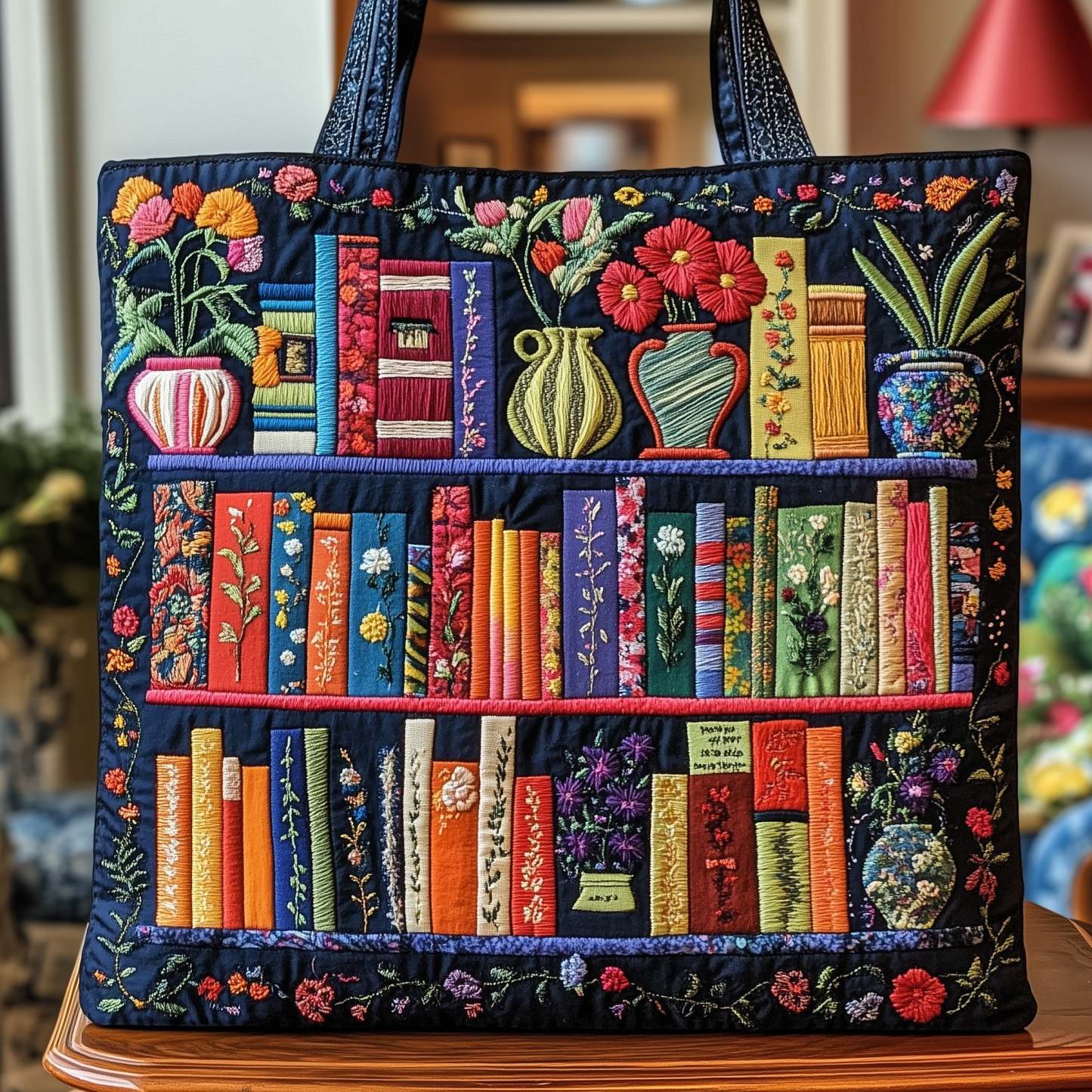 Bookish Quilted Tote Bag