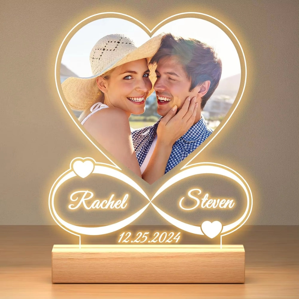 Custom Acrylic Plaque – Personalized Heart Design with Photo, Names, and Date
