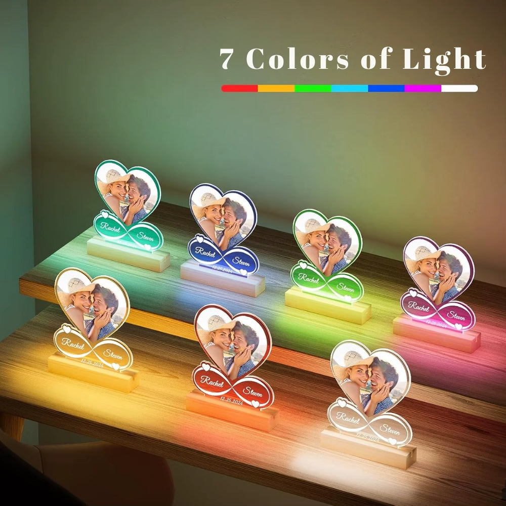 Custom Acrylic Plaque – Personalized Heart Design with Photo, Names, and Date