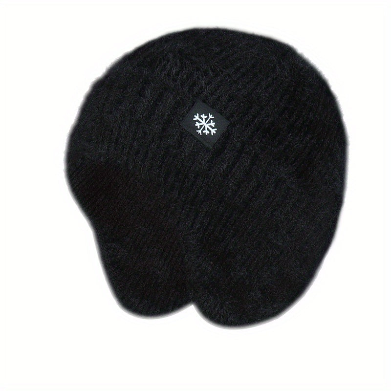 Stylish Snowflake Knitted Beanie with Ear Protection - Warm, Soft, and Coldproof