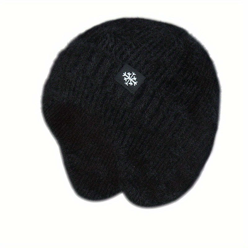 Stylish Snowflake Knitted Beanie with Ear Protection - Warm, Soft, and Coldproof