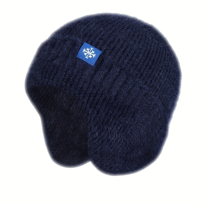 Stylish Snowflake Knitted Beanie with Ear Protection - Warm, Soft, and Coldproof