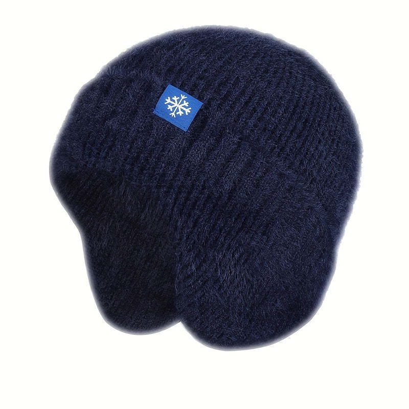 Stylish Snowflake Knitted Beanie with Ear Protection - Warm, Soft, and Coldproof