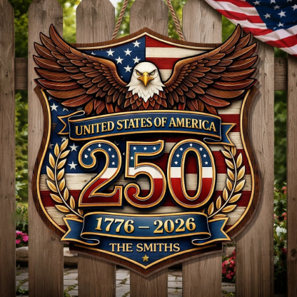 Custom Wood Sign - Personalized America 250th Anniversary Gifts For Mom, Dad, Brother, Sister, Kids