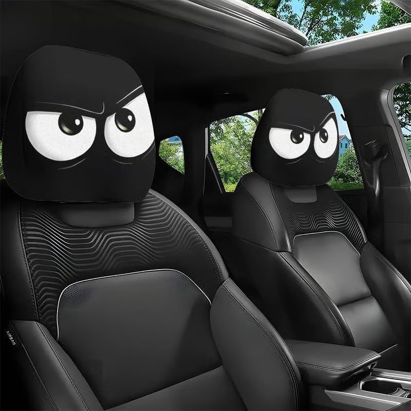 😆 Funny Cartoon Car Headrest Covers – 2PCS Universal Fit 🚗