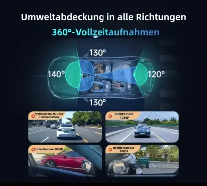 Garmin G980 KI- und sprachgesteuerte Dashcam mit vier Kameras, 360°-Panoramaansicht, 4K Ultra HD-Nachtsicht und GPS-Tracking