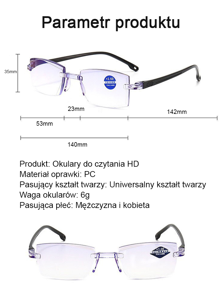 Okulary do czytania z automatycznym zoomem