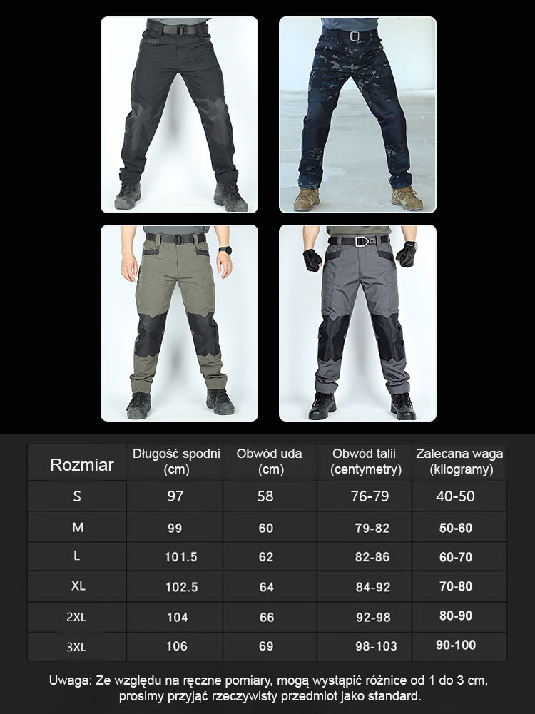 Męskie elastyczne wodoodporne spodnie taktyczne