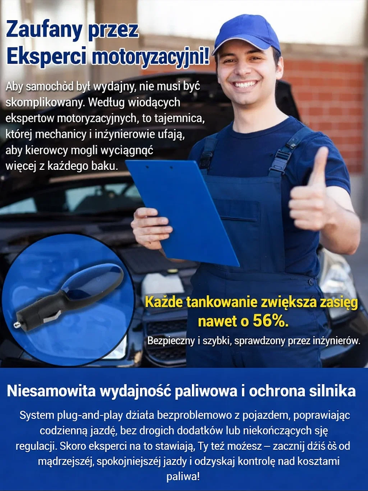 Oszczędzaj paliwo. Podłącz i korzystaj. Samochodowy oszczędzacz paliwa