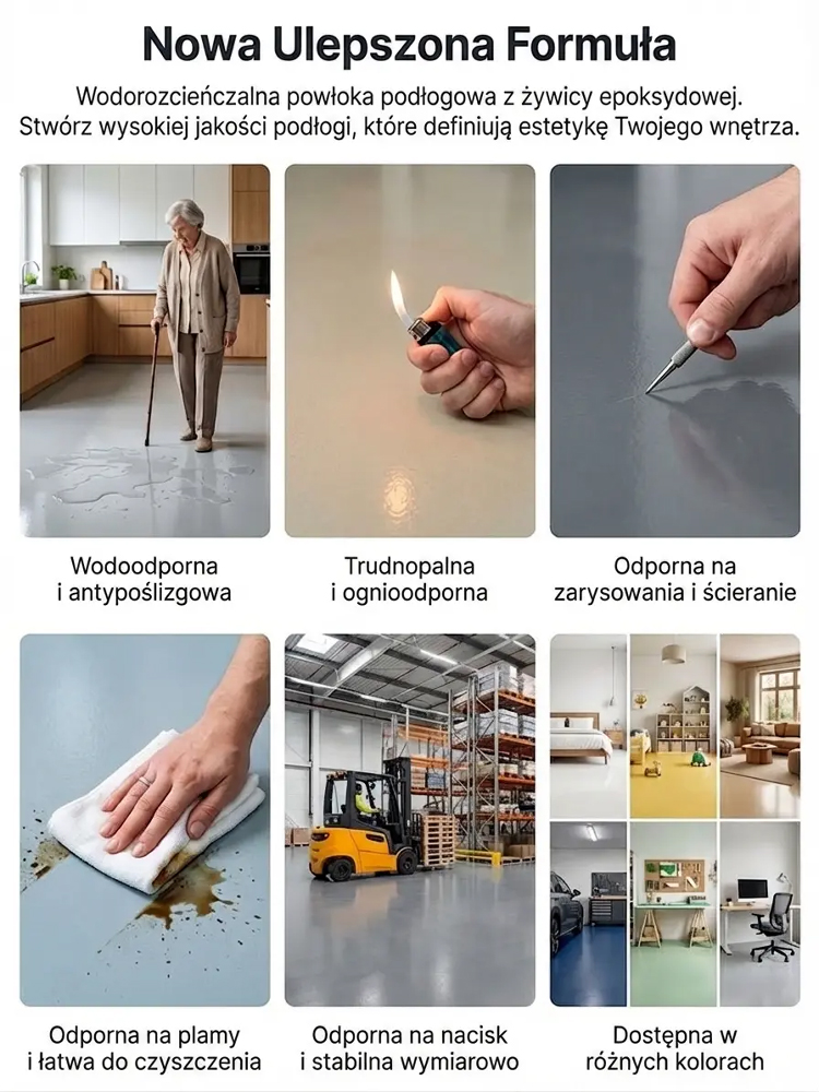 Samopoziomująca farba epoksydowa na bazie oleju do podłóg 🛠️Zapomnij o pęknięciach i brudnych fugach. Wybierz tytanową żywicę epoksydową, którą nałożysz samodzielnie w kilka godzin!