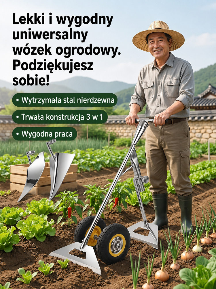 Trójfunkcyjna motyka rolnicza do pielenia, spulchniania i rowkowania✅ Zestaw 3 w 1: Pielenie, spulchnianie i czyste kopanie rowków w jednym narzędziu!  
