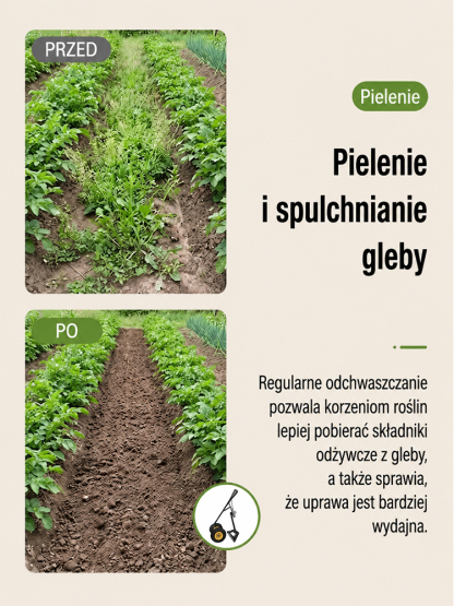 Trójfunkcyjna motyka rolnicza do pielenia, spulchniania i rowkowania✅ Zestaw 3 w 1: Pielenie, spulchnianie i czyste kopanie rowków w jednym narzędziu!  