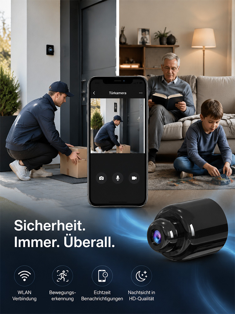 【Bis zu einem Jahr Akkulaufzeit mit einer einzigen Ladung!】Hochauflösende, intelligente, drahtlose WLAN-Katzenaugenkamera，Sicherheitsstandard und Diebstahlschutz auf Militärniveau, wasserdicht, blitzgeschützt und stoßfest!