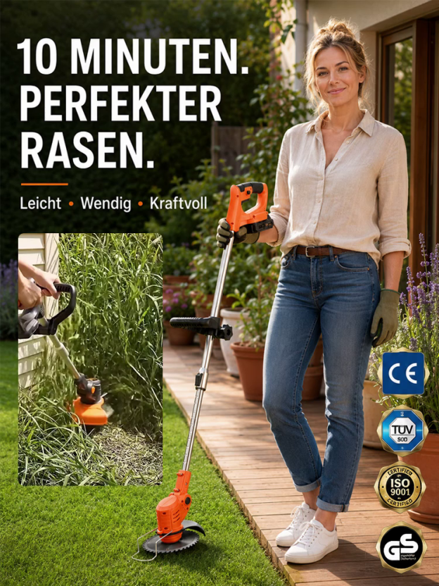 【Amazons meistverkaufter Rasenmäher – Über 50.000 verkaufte Einheiten!】5x höhere Mähleistung: Mähen Sie 100 Quadratmeter in nur 3 Minuten – ganz ohne Bücken!【1880 W Akku-Leistung (1 kaufen, 8 gratis)】