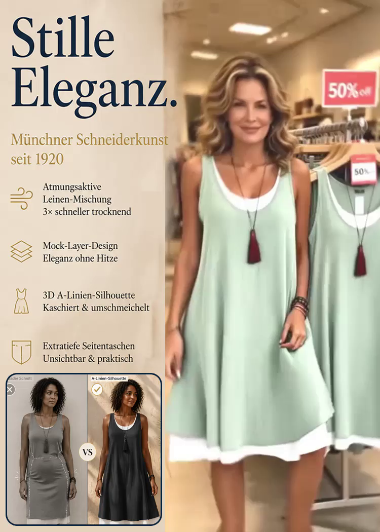 【Seit drei Wochen in Folge an der Spitze der Bestsellerliste!】Lässiges ärmelloses Kleid im Zwei-in-Eins-Look, locker geschnitten，Es steht einfach jedem!