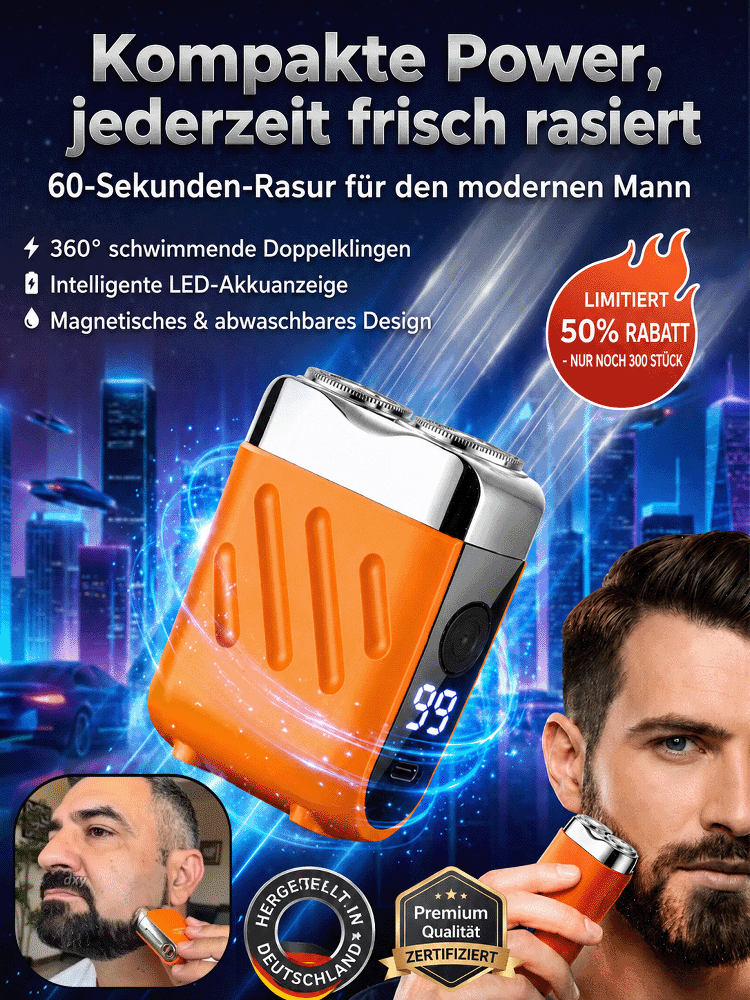 【Deutsche Präzisionstechnik, ein Bestseller-Rasierer in Europa und Amerika!】Der neue Dual-Head-Taschenrasierer der nächsten Generation: Sofortige Rasur, Haarschnitt und Haarentfernung in nur 1 Sekunde! Geeignet für die ganze Familie!