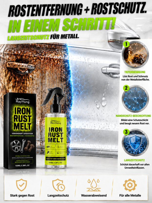 【Schnelle Rostentfernung in 3 Sekunden】Metallrostentferner – Eine Flasche löst alle Rostprobleme，【Rostentfernung + Pflege in einem】