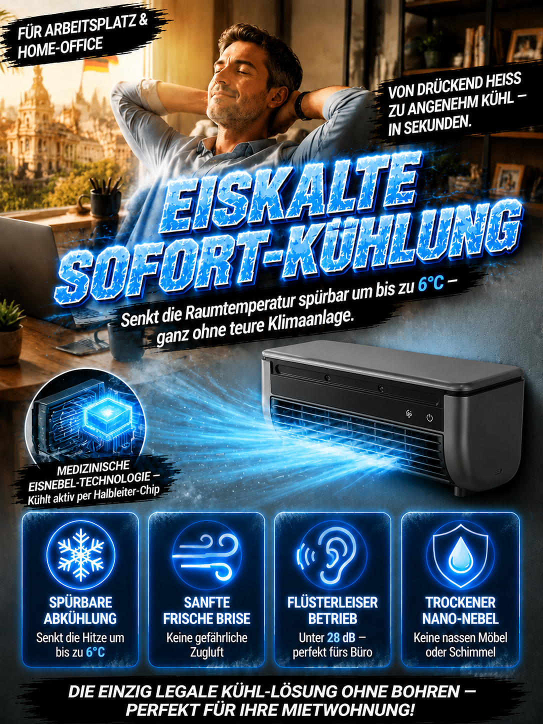 [Unverzichtbar für den Sommer!] Hocheffizienter Luftkühler mit Halbleitertechnologie [Ideal für heiße Orte wie drinnen, draußen, im Auto usw.! Erfüllt alle Ihre Bedürfnisse!]
