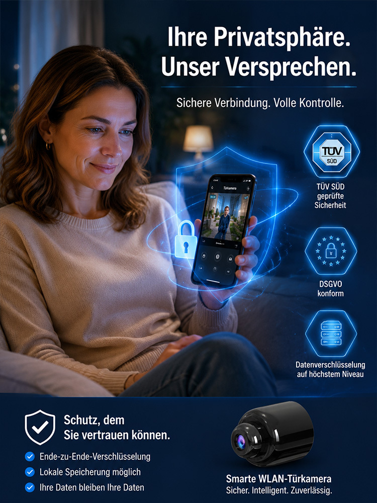 【Bis zu einem Jahr Akkulaufzeit mit einer einzigen Ladung!】Hochauflösende, intelligente, drahtlose WLAN-Katzenaugenkamera，Sicherheitsstandard und Diebstahlschutz auf Militärniveau, wasserdicht, blitzgeschützt und stoßfest!