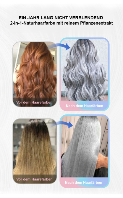 Kaufe 1, erhalte 2 gratis🔥Kaufe 2 und erhalte 4 gratis🔥【Ein Jahr farbecht】Reines pflanzliches Extrakt 2-in-1 natürlicher Haarfärbemittel🌱 Pflanzlich – Färben Sie Ihr Haar wie eine Kur 🧴 2-in-1 Farbe & Pflege