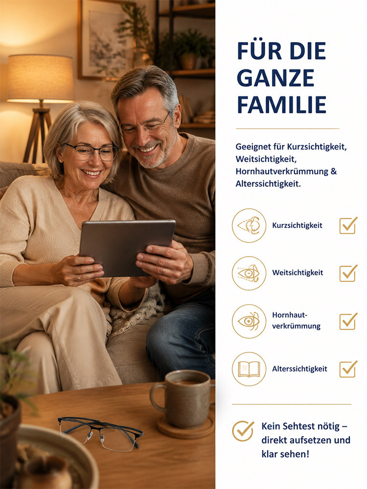🔥 Deutsche Optik-Technologie Multifokal-Brille | Fern, Mittel & Nah in einer Linse | Kratzfest, Ultraleicht & CE-Zertifiziert für PC & Lesen 📖