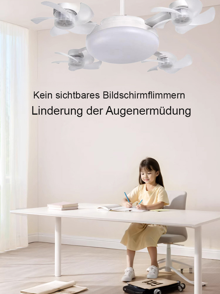 Intelligenter 118cm Deckenventilator mit Vollspektrum-Licht (Ra95) | 28dB Extrem Leise & 48% Blaulichtfilter | Begrenzter Restbestand 🔬