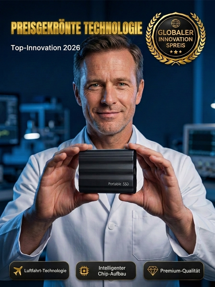 16TB Portable SSD (1GB/s High-Speed) – Cloud-Speicher ersetzen, 0 € Cloud-Gebühren (50% Rabatt Letzte Charge)