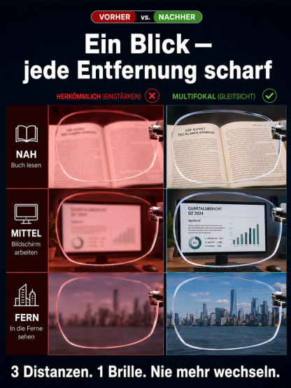 Diamant-Schliff Gleitsicht-Lesebrille – Ultraleicht 17g, 99.7% Blaulichtfilter & UV400 Schutz – [Sonderaktion: Bis zu 10 Jahre Garantie]