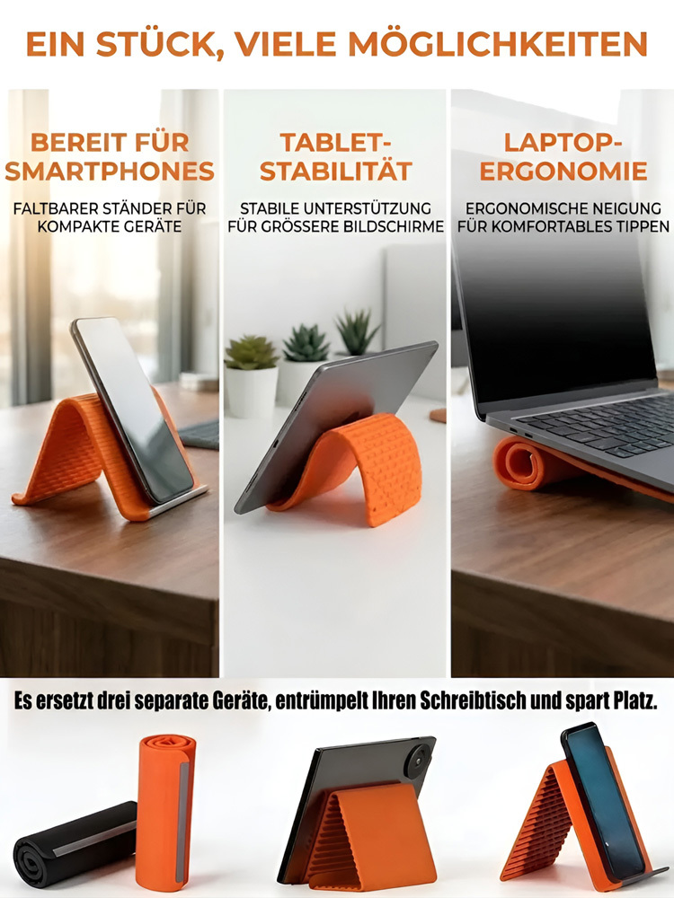 [Ein Ständer für alles!] 🛡️ Flexibler Silikon-Ständer für Handy, Tablet & Laptop | Aluminiumlegierung, Stufenlos Biegbar & Gegen Nackenschmerzen im Home-Office 💻