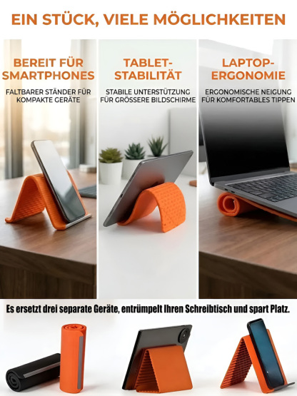 [Ein Ständer für alles!] 🛡️ Flexibler Silikon-Ständer für Handy, Tablet & Laptop | Aluminiumlegierung, Stufenlos Biegbar & Gegen Nackenschmerzen im Home-Office 💻
