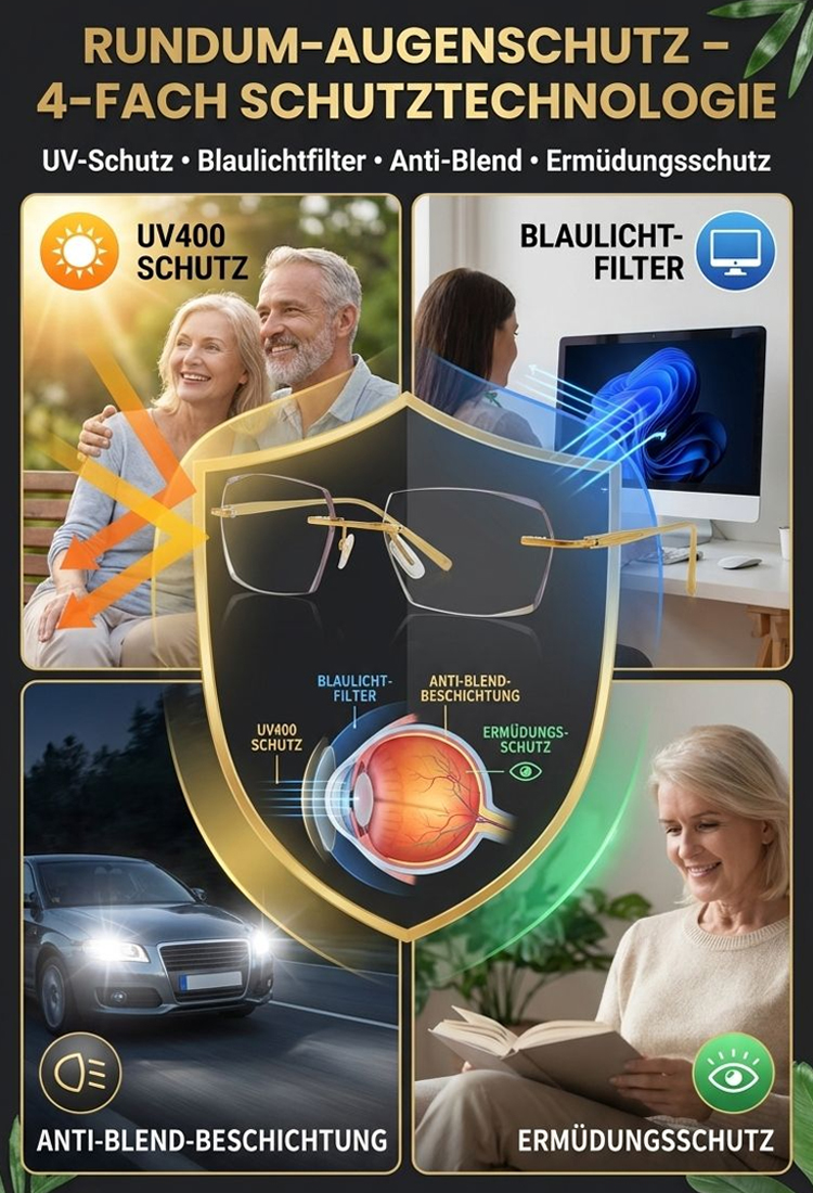 Leichter als eine Feder! Diamantschliff-Aluminium-Magnesium-Rahmen – Schluss mit Druckstellen ☁️Tag- und Nachtschutz: Selbsttönende Gläser mit Nachtsicht-Technologie für perfekte Sicht ☀️Eine Brille für alles! Fern- und Nahsicht ohne Grenzen 👓✨