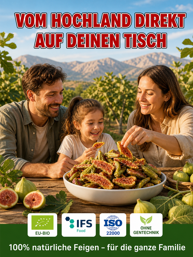 Hochgelegene Grüne Bio-Feigen 100% Natur — 0% Zuckerzusatz & Ungeschwefelt — Räumungsverkauf: Bis zu 6 Stück im Sparpaket!