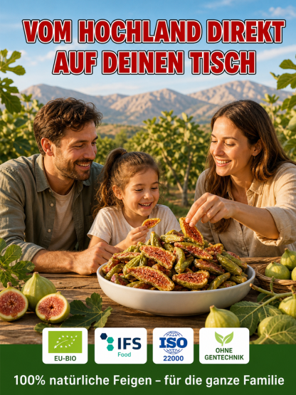 Hochgelegene Grüne Bio-Feigen 100% Natur — 0% Zuckerzusatz & Ungeschwefelt — Räumungsverkauf: Bis zu 6 Stück im Sparpaket!