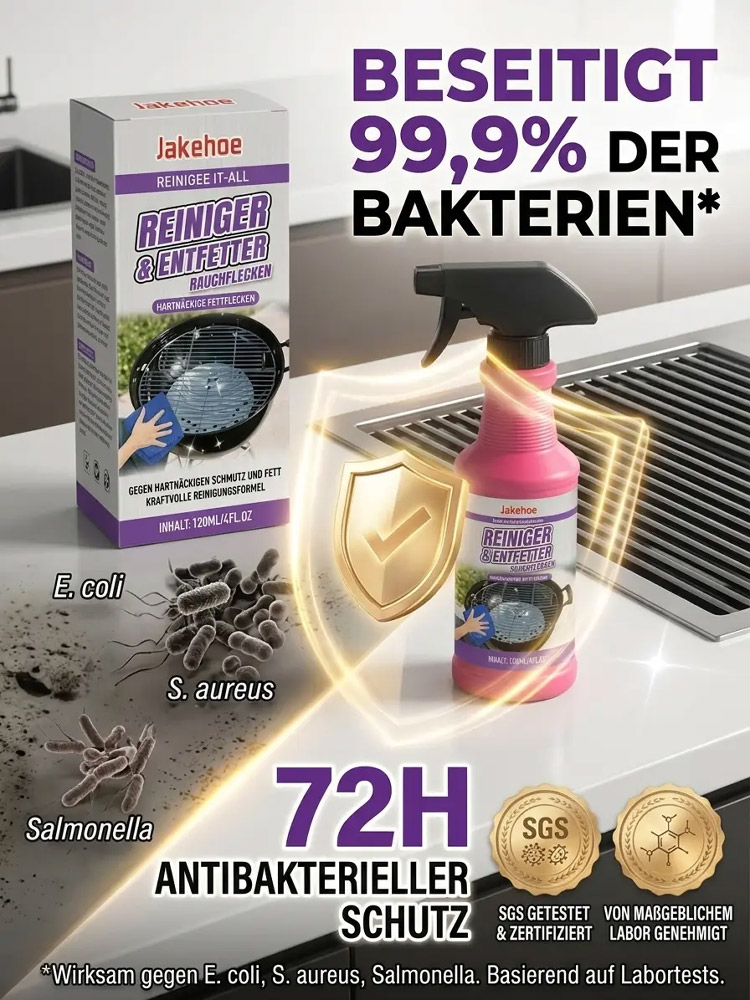 Der Retter der Grillsaison: In nur 3 Minuten vom verkrusteten Rost zum strahlenden Glanz! 🌭✨Nicht nur für den Grill! Das Kraftpaket für die Küche: Befreit Pfannen, Öfen und Herde mühelos von Fett 💎🥘