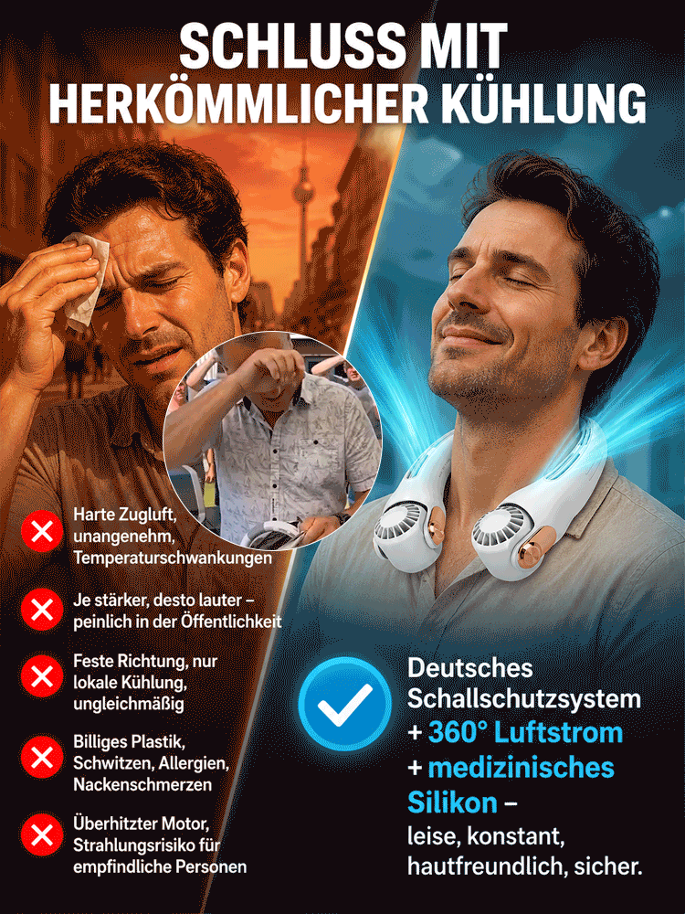 360° KI-Nackenventilator aus medizinischem Silikon  – Beseitigt Hitze in Sekunden! Jetzt bis zu 66% im Familien-Set sparen.