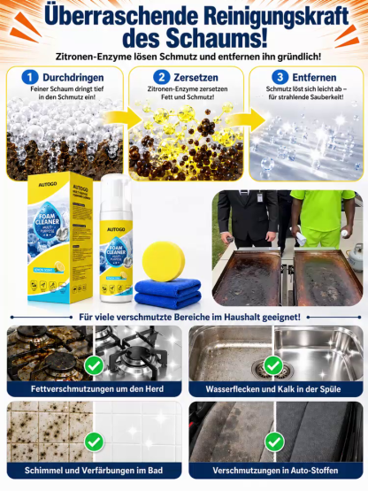Hochkonzentrierter 3-in-1 Aktivschaum-Reiniger | EU Ecolabel & OECD 301B Zertifiziert | Haftet ohne zu tropfen