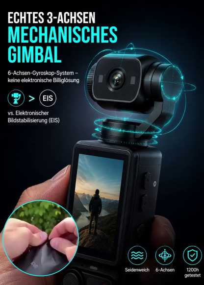 Gimbal-Kamera mit 6-Achsen-Gyroskop – 50% Rabatt auf Komplett-Set!